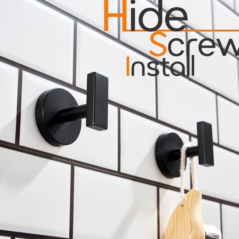 AONEON Robe Hook Matte Black Bath Towel Hooks Stainless Steel