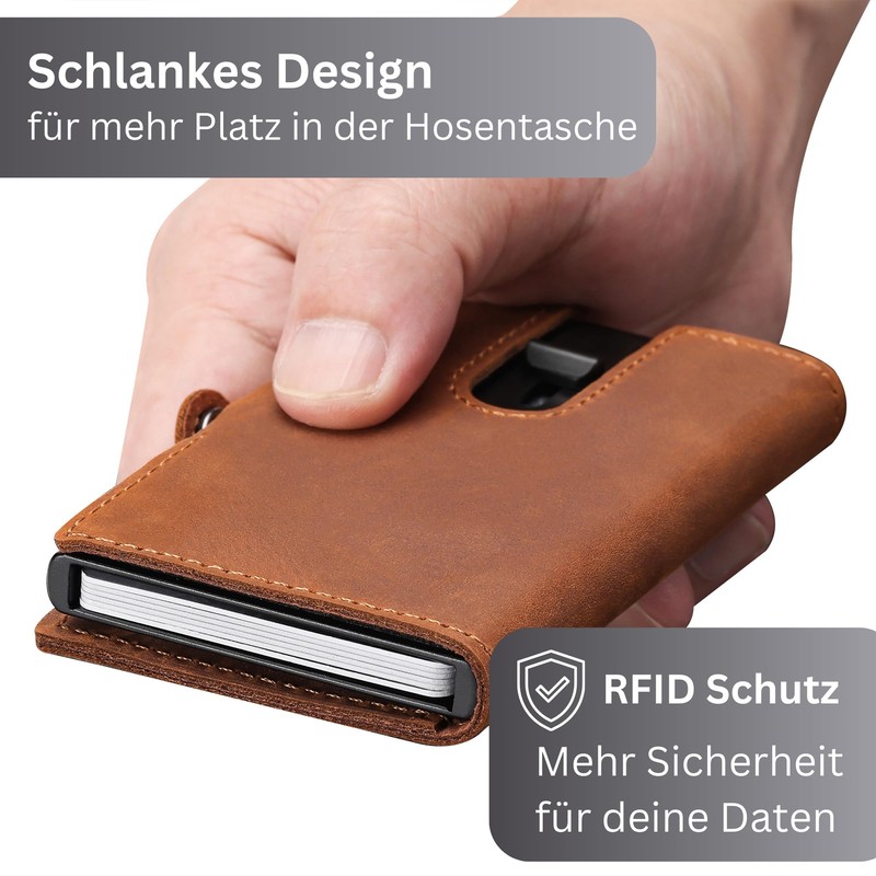 Wolkenstein Leather Card Case with Coin Compartment Men's Credit Card