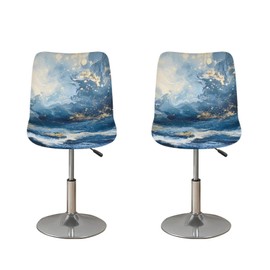 FUIALDOLG Bar Stool Cover Stretch Counter Stools Pub Chair Slipcover for Dining Room Removable Anti-Scratches Spills Chair Covers for Dining Room Chairs Set of 2 Blue Waves Print