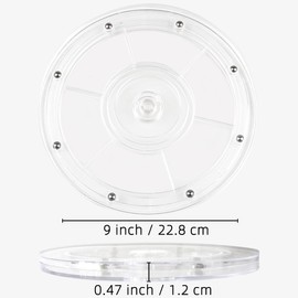 Yatinkim 22.8 cm Acrylic Turntable Rotating Base Clear 360 Degree Spinner Rotation Round Lazy for Kitchen Pantry Table Corner Cabinets Countertop Cabinet Decorating
