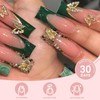 HOSAILY Green French Tip Press on Nails Long Square, 3D