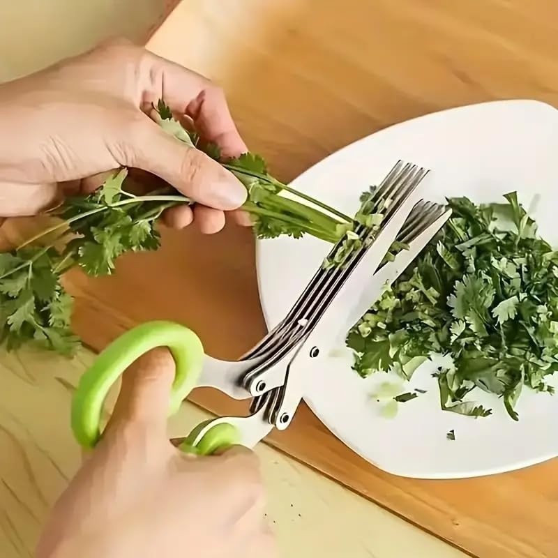Innov2u 5-Layered Forged Stainless Steel Kitchen Scissors, Ultra-Sharp Herb Shredder,