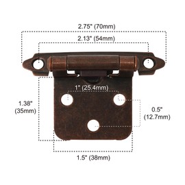 SLKEYS Dark Copper Plated Cabinet Hinge, Contemporary Style, Brown, 25 Pairs - 50 Pieces