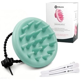 100% Silicone Scalp Massager,Scalp Scrubber for Hair Growth,Mint Green | 1 PCS Gift Box,2 Seamless Hair Clips Included,Soft-touch Grip,Quick lathering