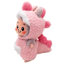 6.7 inches (17 cm), Love, 1st Generation, 2nd and 3rd Generations, Cute Plush, Pink Tiny Dinosaurs, Coat, Pink/Green, Knit, For Plush Toys, Clothes, Dinosaur Design, Costumes, For Dolls