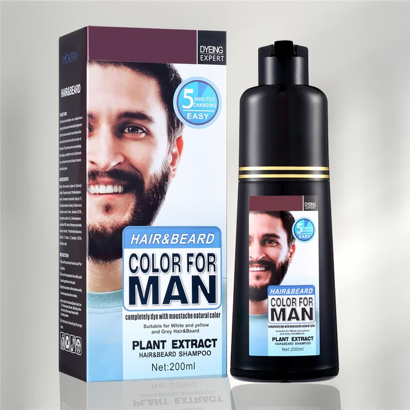 Hair & Beard Dye for Men Black, Long Lasting Beard