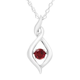 .925 Sterling Silver Lab Grown Red Ruby Infinity Twist Brilliance in Motion Pendant Necklace with Rope Chain - 18”