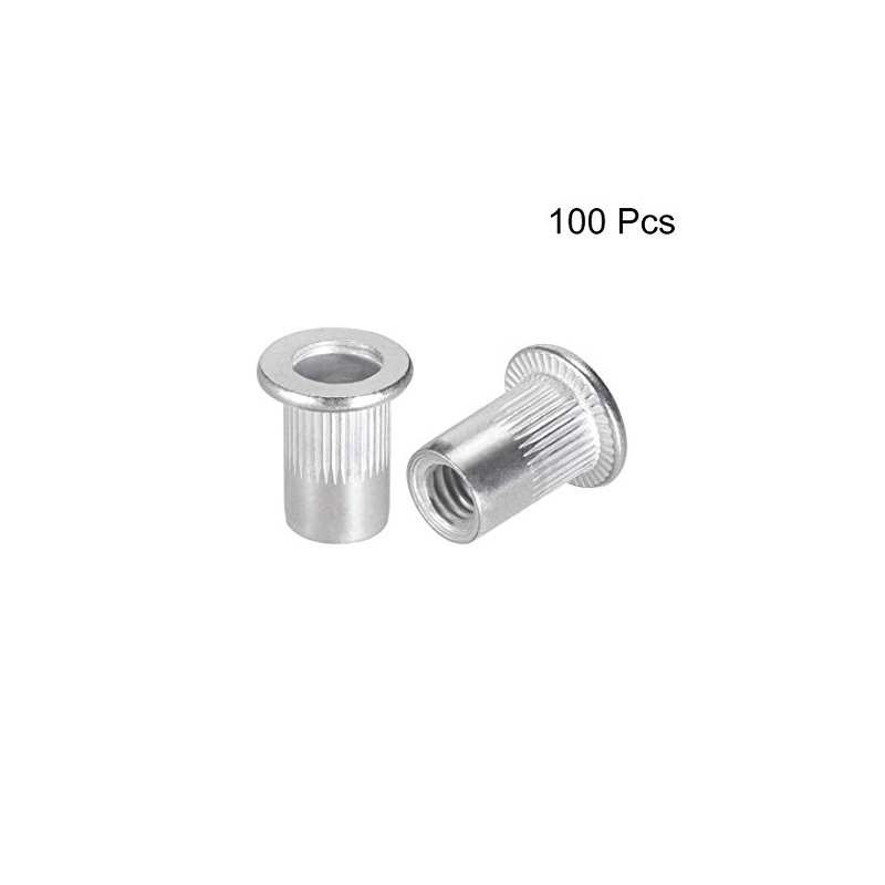 sourcing map M6 Aluminium Alloy Rivet Nuts Flat Head Insert