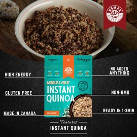 Nomad Nutrition – Instant Quinoa | High Fibre, Iron & Potassium | Organic, No Added Anything | High Energy, All Natural Ingredients | Plant-Based & Non-GMO | Gluten, Dairy, Soy & Palm Oil Free | Ready in 1-3 Minutes | 112g (Pack of 2)
