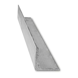 6061 Aluminum Angle, Unpolished (Mill) Finish, Extruded, T6 Temper, ASTM B308/AMS-QQ-A 200/8, Equal Leg Length, Rounded Corners, 1" Leg Lengths, 1/4" Wall Thickness, 24" Length