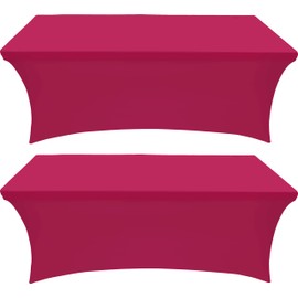 Utopia Kitchen Spandex Tablecloth 2 Pack [6FT, Fuchsia] Tight, Fitted, Washable and Wrinkle Resistant Stretch Rectangular Patio Table Cover for Event, Wedding, Banquet & Parties [72Lx30Wx30H Inch]