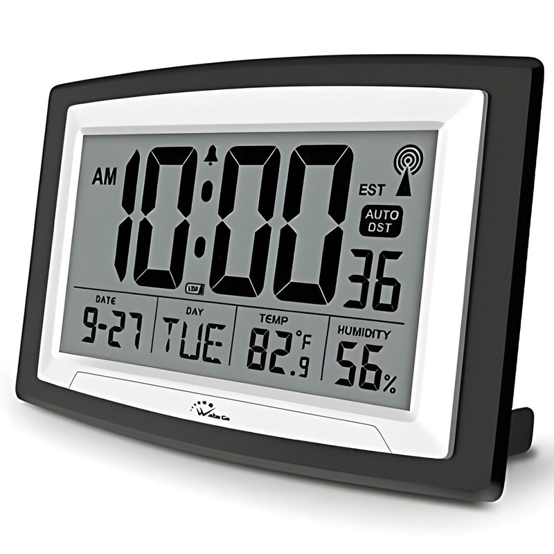 WallarGe Digital Atomic Wall/Desk Alarm Clock Large Display With Temperature