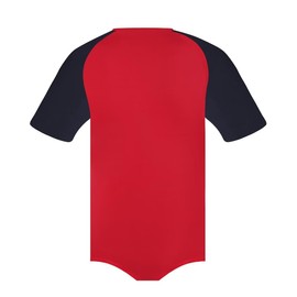 Landofgenie Mens Short Sleeve Onesie Pajamas Cotton Bodysuit One Piece Sleepwear for Adult Romper Red 2XL