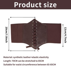 Corset, women's corset, pirate corset, brown, corset belt, vintage lace-up elastic waist belt, women's corset belt, brown belt waist trainer, waist shaper for women, brown, One size fits all