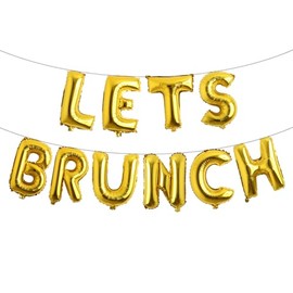 Lets Brunch Decoration Brunch and Bubbly Bridal Shower Decoration Lets Brunch Sign Banner Floral Bridal Shower Decoration (LETS BRUNCH Gold)
