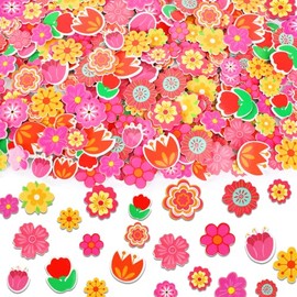 JULBEAR Adhesivo de Espuma de Flores, 300 Piezas a Granel de Calcomanías de Espuma Autoadhesivas de Primavera, Calcomanías Coloridas Mixtas para Fiestas Infantiles, Manualidades DIY, Decoraciones de