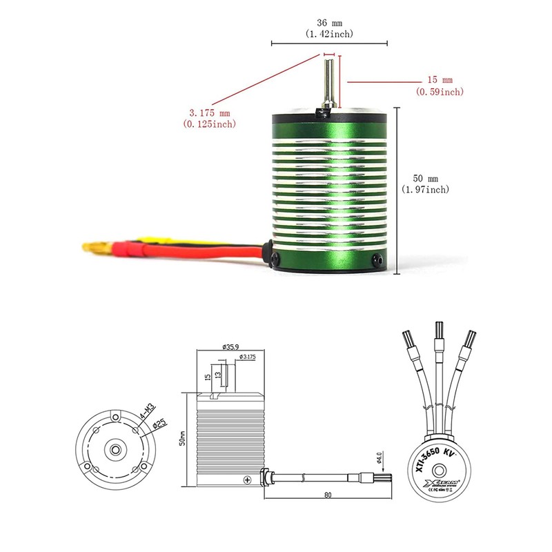 XTEAM 3650 2700KV Brushless Motor 1300W 60A 21V 4-Pole Design,