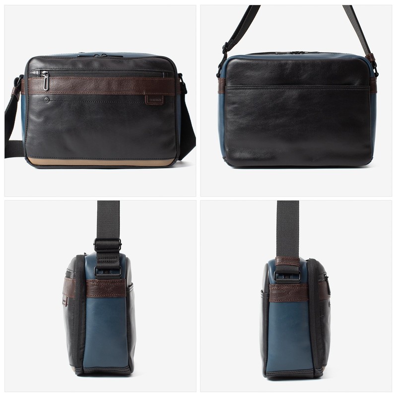 Double BZN-7026 Men's Shoulder Bag, Genuine Leather, B5 Storage, Cowhide