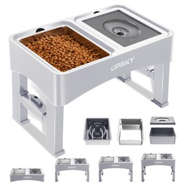 UPSKY - Cuencos elevados 3 en 1 para Perros, comedero Lento Elevado, 4 Altura Ajustable, dispensador de tazón de Agua para Perros sin derrames, tazón 