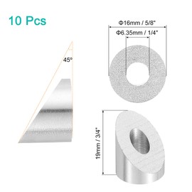 uxcell 10 Pcs 1/4 Inch 45 Degree Angle Beveled Washer, T316 Stainless Steel Angled Washer for Cable Railing Stair Ends Wood Metal Posts, Silver