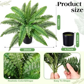 FineCheer Fake Ferns Potted Plant Faux Boston Bush in Pot Artificial Greenery Fern Plant for Spring Summer Patio Garden Farmhouse Windowsill Entrance Porch Office Living Room Decor(18 Leaves)