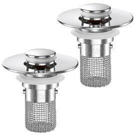 Bathroom Sink Drain Strainer,(2PCS) Pop-up Sink Drain Strainer with Removable Stainless Steel Strainer Basket Hair Catcher, Bathroom Sink Strainer for Bathroom Sink Stopper Replacement