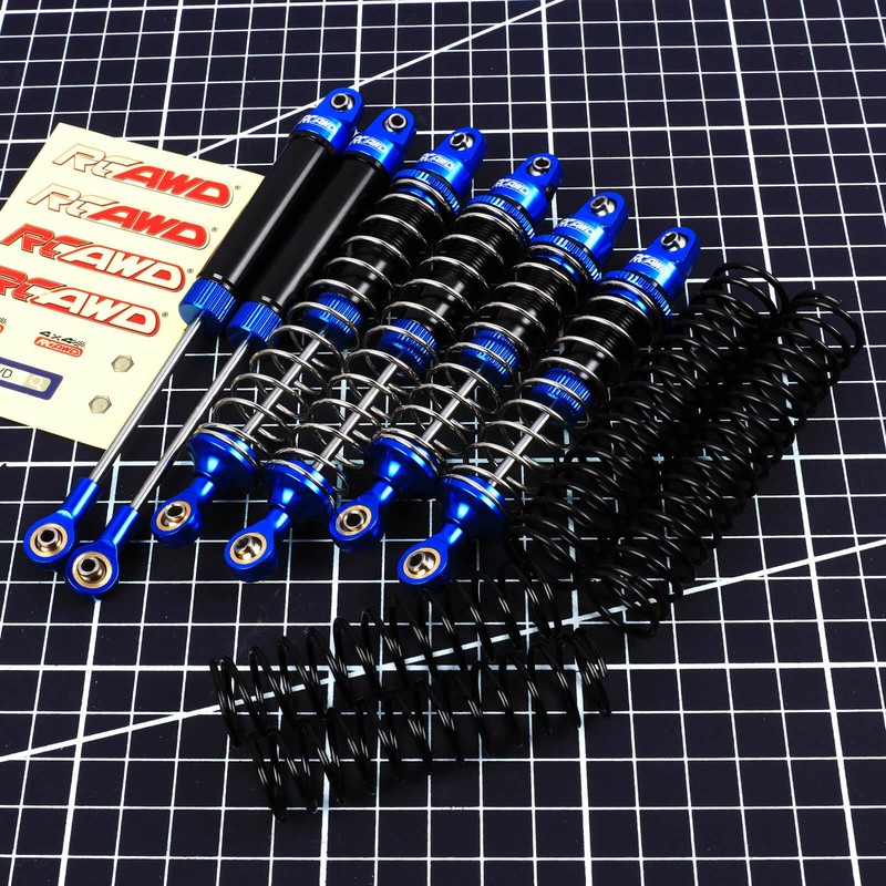 RCAWD Aluminum Shock Absorbers with Spare Springs Front Rear 6pcs