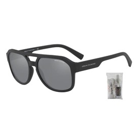 Armani Exchange AX4074S 80786G 55MM Matte Black/Mirror Black Rectangle Sunglasses for Men + BUNDLE with Designer iWear Eyewear Kit
