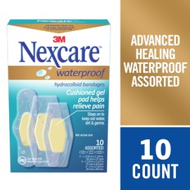 Nexcare™ Advanced Healing Waterproof Bandages AWB-10-CA, Assorted Sizes, 10/Pack