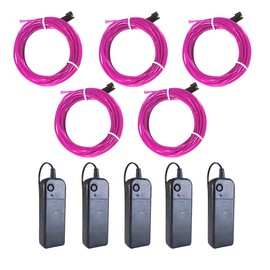 MaxLax EL Wire 5 Pack, 9ft Neon Light Wire Noise Reduction with Battery Pac(9ft-Purple)