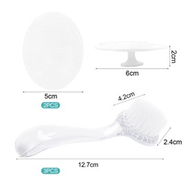 3 Face Brushes with Long Handle, 2 Oval Face Brushes, Exfoliating Face Brushes, Facial Cleansing Brushes, Manual Cleaning Brushes, Soft, Portable Face Brushes