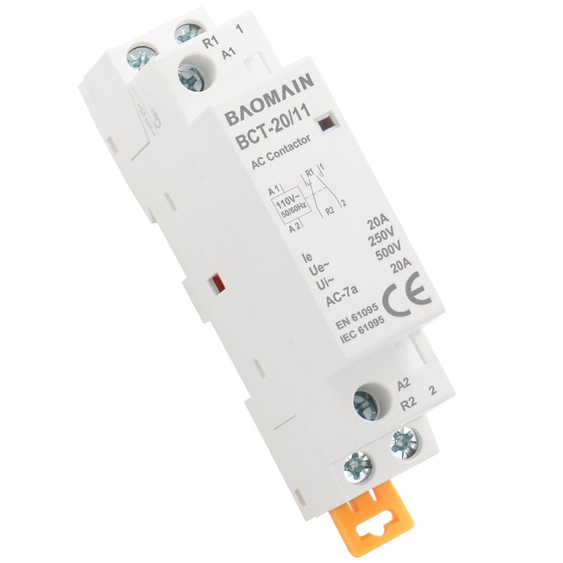Baomain 110V AC 2-Pole Modular Contactor, 20A 1NO1NC Normally Open