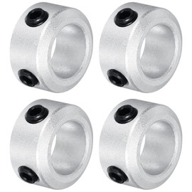 sourcing map Shaft Collar 10mm/ 3/8 Inch Bore Aluminum Set Screw Style Clamping Collars Silver 4 Pcs