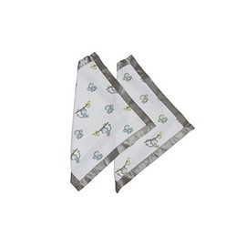 Bacati - Juego de 2 mantas de muselina con diseño de monos felices, color azul y verde