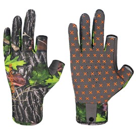 BASSDASH Unisex Fingerless Camo Hunting Gloves for Men's Women's Early Season Warm Weather UPF 50+ Lightweight Fishing Photography HG03