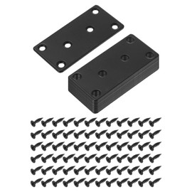 sourcing map 6 Pcs Mending Plate Metal Flat Bracket Straight Brace Fixing Joining Plate for Wood with Screws, Black, 3.11"x1.58"