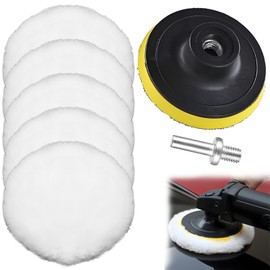 Wool Polishing Pads Set, 6 Pcs Wool Buffing Pad, Polishing Pads with Disc and Screwdriver for Car Finishing