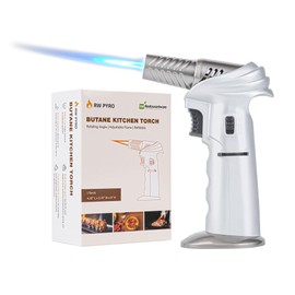 Restaurantware-RW Pyro Creme Brulee Torch With Adjustable Flame, 1 Refillable Culinary Blow Torch - Butane Gas Tank Not Included, Rotating Head, Silver, Security Lock, For Cooking, BBQ