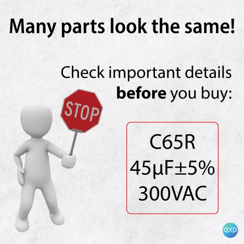 QXParts C65R 45uF 300VAC 50/60Hz 10000AFC C22.2NO.190 85 C Round