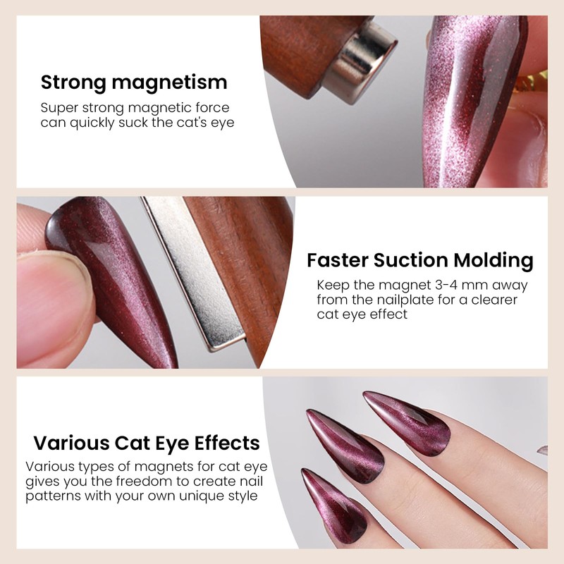 ESUOHYM 3 In 1 Nail Magnet For Cat Eye Gel