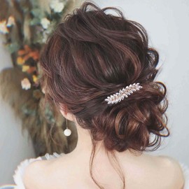 Xduargs Wedding Bridal Rhinestone Hair Clip Vintage Crystal Hair Clip Rhinestone Barrette Clip Head Clips Shiny Crystal CZ Hair Clips Crystal Bridal Headpieces Hair Accessories for Women (Gold)