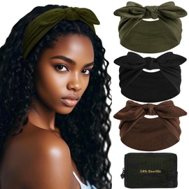 S&N Remille Wide Headbands for Women Extra Large headband turban Bow Elastic Non-slip Headband Yoga Sports Hairband Accessories 3 Pack