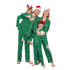 Ekouaer Family Christmas Pajamas Matching Xmas Tree and Fun Deer Pjs for Holiday Festival(Men/Women/Green,M)