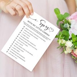 bxtala Bridal Shower Game Cards, I Spy with My Little Camera, Bride and Groom Party Fun Activities, 30 Game Cards, Engagement Wedding Party Supplies