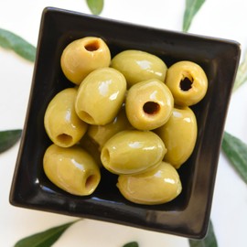KORVEL Premium Green Pitted Chalkidiki Olives | Exceptional Appetizers, Essential Ingredient in Healthy Cuisine | Rich in Antioxidants and Fiber | Hand Picked Olives (290g / 10.2oz)