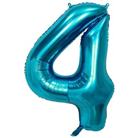 Smiths Trades Ltd 40 Inch Large Blue Helium Foil Number Balloons 0-9 Birthday Party Celebration Decorations Party Supplies For Girls & Boys (Number 4)
