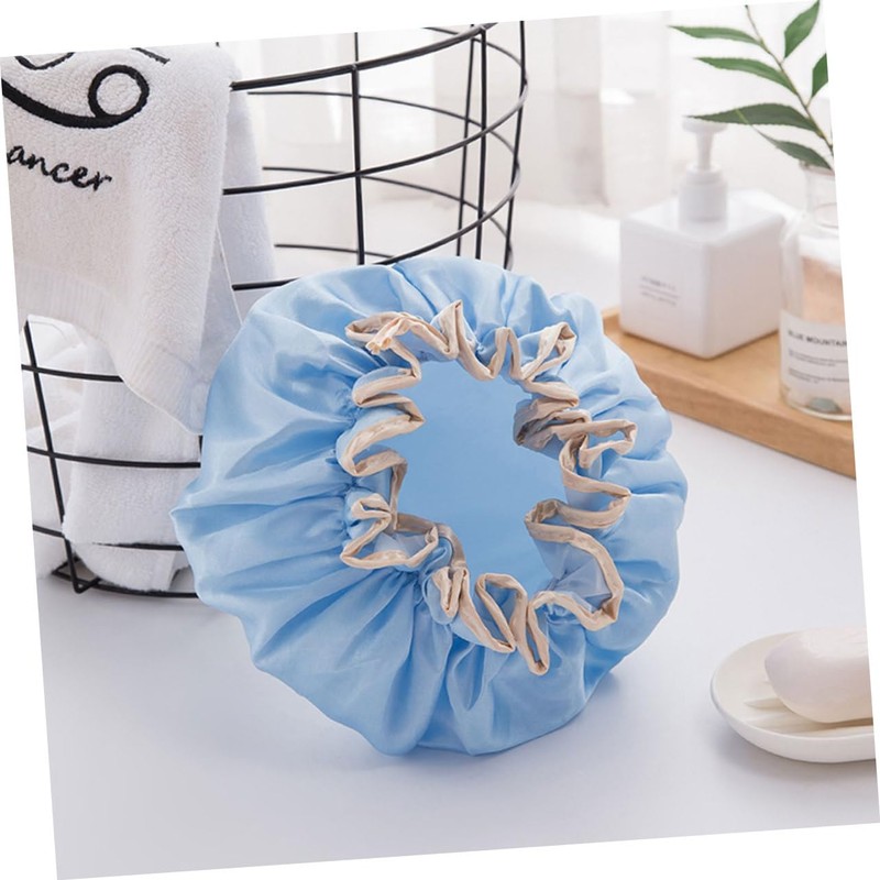 Outanaya 5pcs Grey Waterproof Shower Cap Thicken Bathing Hat Safe