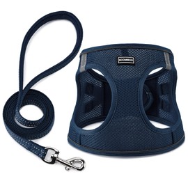 Dog Harness with Leash Set, Step-in Adjustable Puppy Vest, Navy Blue XS