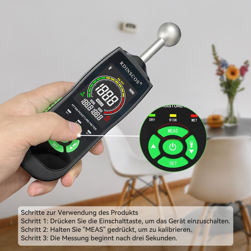 RDINSCOS Moisture Meter for Walls Wood Moisture Meter Non-Destructive Measurement