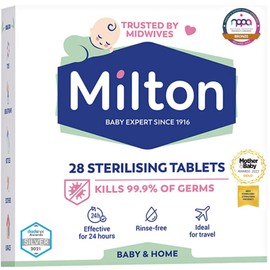 28 x Milton Sterilising Tablets - Kill 99.9% of Germs with Milton Cold Water Steriliser Tablets - 24 Hr Effective Milton Tablets for Bottles & Feed Equipments - Rinse-Free Milton Steriliser Tablets